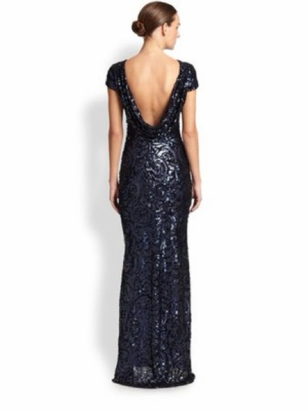 Badgley Mischka Navy Sequin Gown Dress